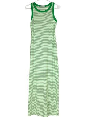 Culture Code Dress Womens S Green White Striped Sleeveless Maxi Tank Dress